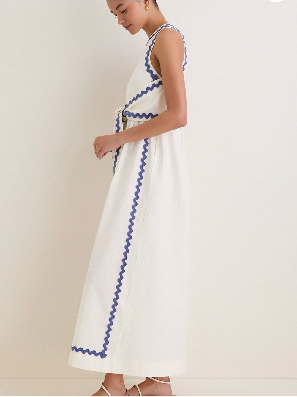 NWT Tuckernuck Ivory Ric Rac Tie Brocks Midi Dress Sz Large 8 10 12 Brand New!! - Picture 2 of 5